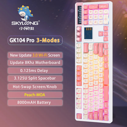 SKYLOONG GK104 Pro Full-Size Wireless Mechanical Keyboard – 104 Key, Hot-Swap, RGB, Macro Knob