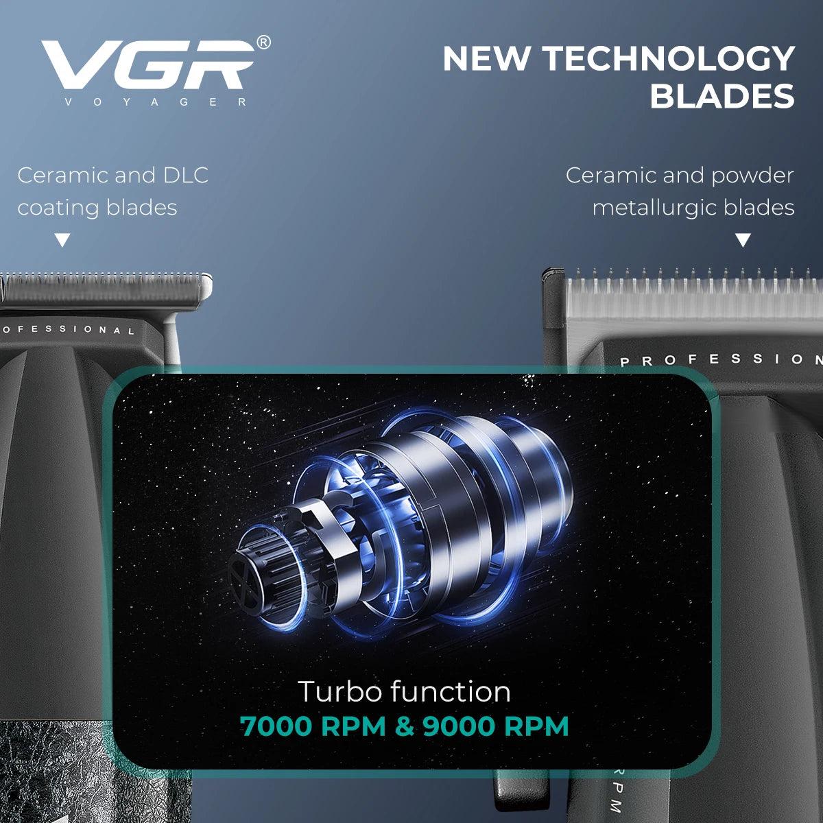 VGR V-640 S3 Professional Hair Clipper – 9000 RPM, Type-C, 160 Min Runtime | Black/Red/Green