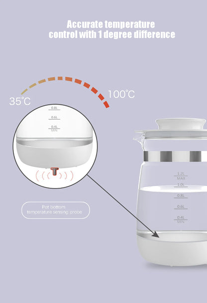 220V Smart Baby Milk Warmer 1.2L – 24H Keep Warm, Thermostatic Kettle