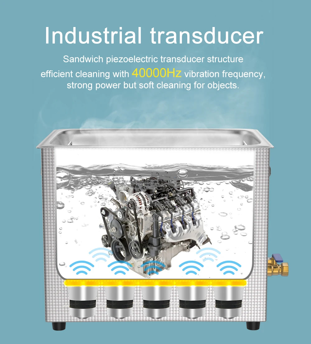 Ultrasonic Cleaner Bath 800ml–30L – Heated 35W–900W Portable Washing Machine, EU/UK/AU/US Plug