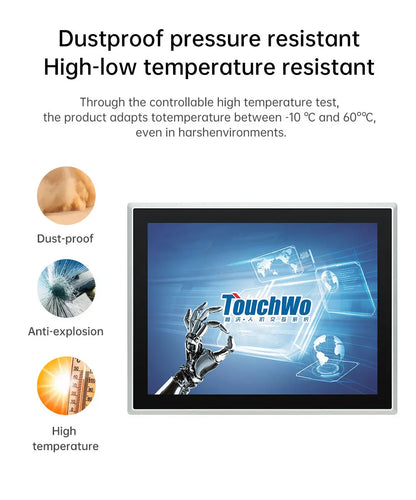 8-inch to 21.5-inch IP65 AIO industrial touch screen embedded panel PC by R.E.D. Shopping, featuring a sleek all-in-one computer design
