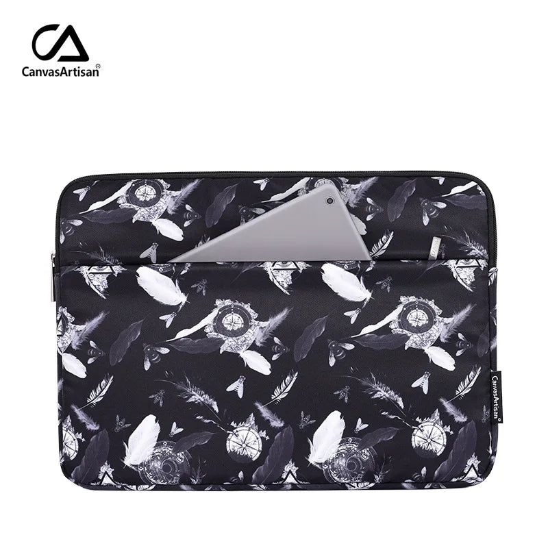 Laptop Sleeve Bag 11–15.6 Inch – Canvas, Zipper, for MacBook, Lenovo, HP, Acer – Multiple Prints