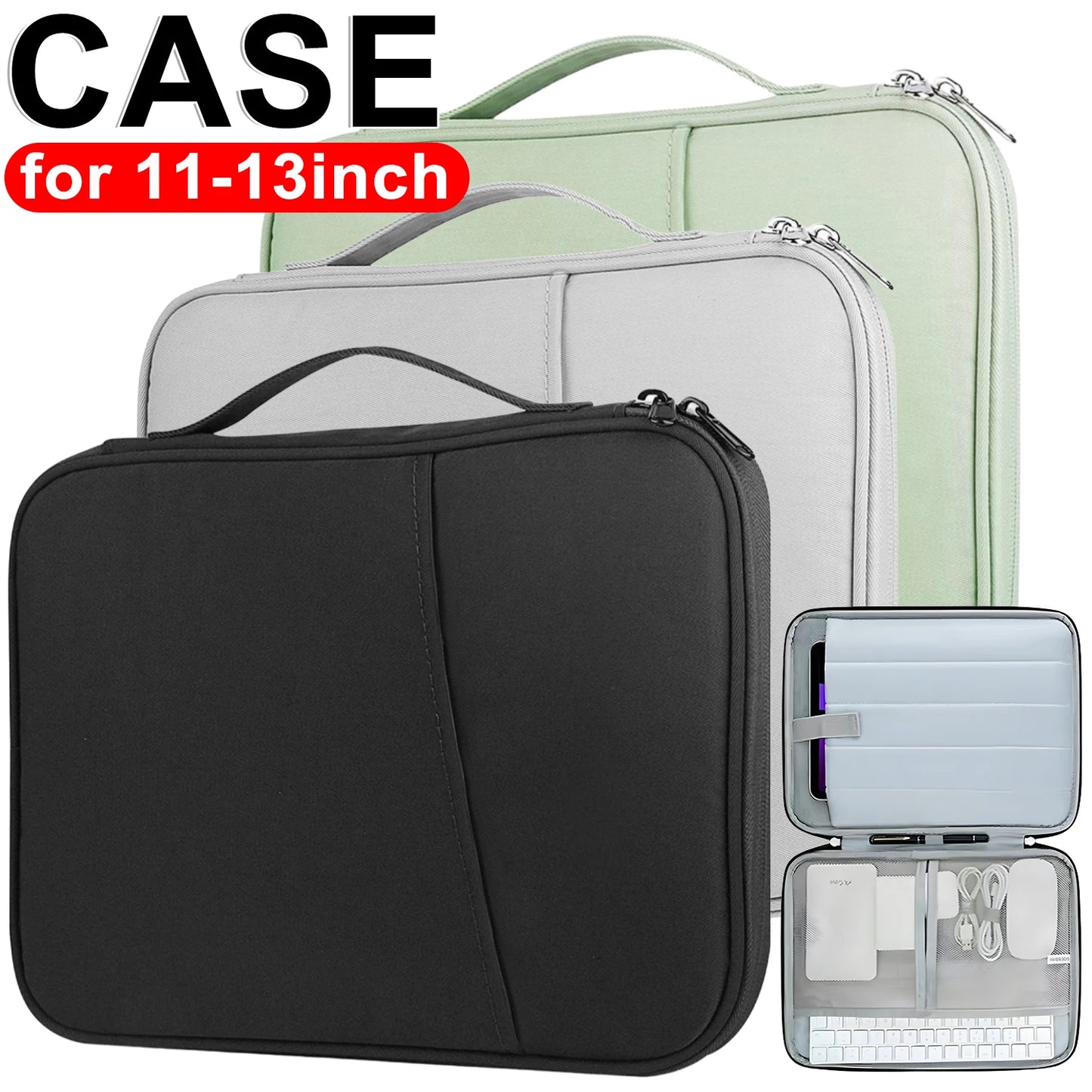 BAPPSUS 13" Tablet Carrying Case – Waterproof Nylon Sleeve for iPad Pro 11/13, MacBook Air M3/M4, Galaxy Tab S10+