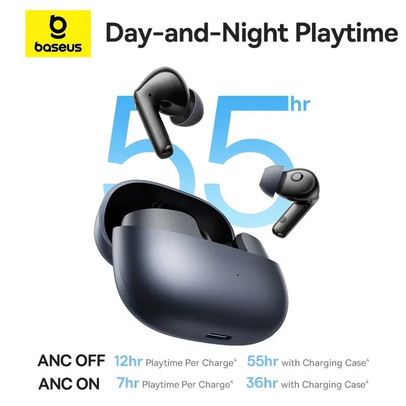Baseus EP10 Pro ANC TWS Earbuds – 50dB, LDAC, Bluetooth 6.0, 6 Mics, Hi-Res, IP55