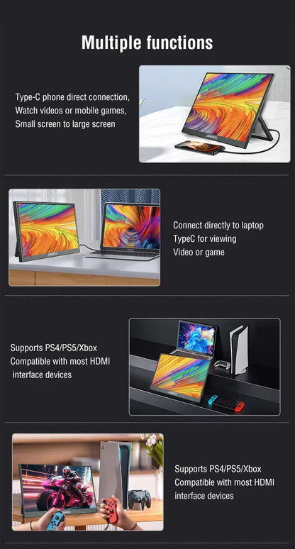 Anmite Portable Monitor 14"/16" – 1920x1200 IPS HDR10, Touch Screen, for Xbox/PS4/PS5/Switch/PC/Laptop
