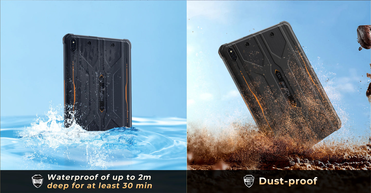 HOTWAV R10 Pro Rugged Tablet | 10800mAh | 10.1" HD+ | Android 14 | 8GB+256GB | 4G | 13MP