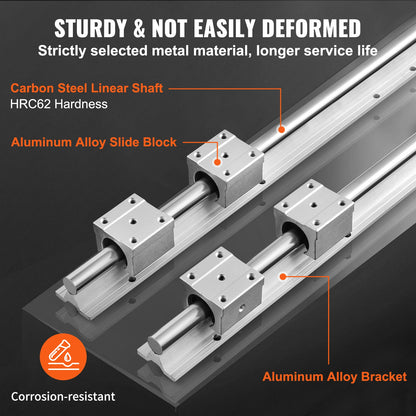 SBR Linear Guide Rails 800–2200mm with UU Bearing Blocks (2+4 Set)