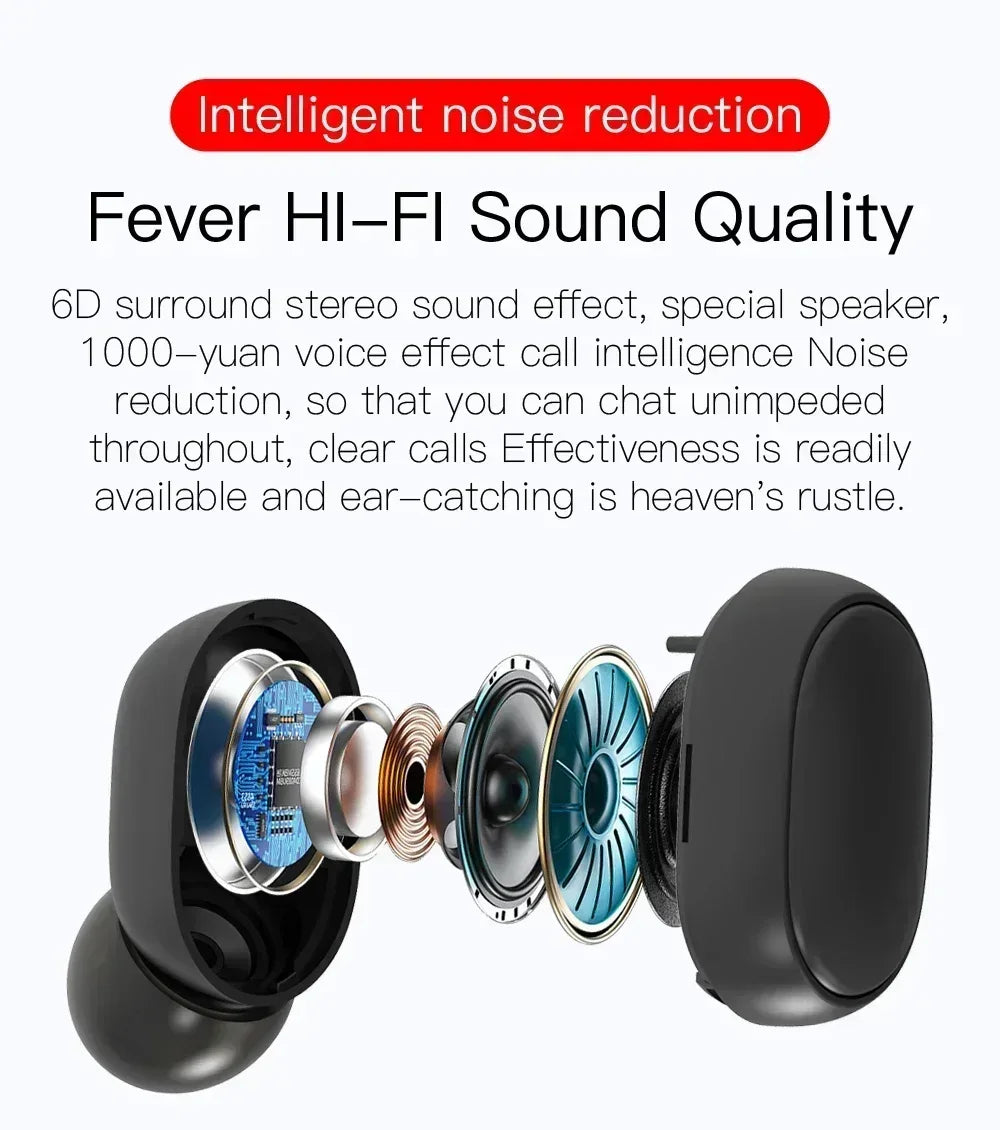 E6S TWS Wireless Bluetooth Earphones - Noise Cancelling with Microphone