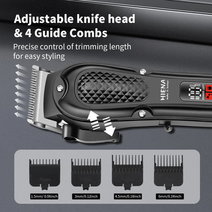 HIENA PRO Cordless Hair Clipper Set | Professional Barber Kit, Electric Foil Shaver & Beard Trimmer Combo
