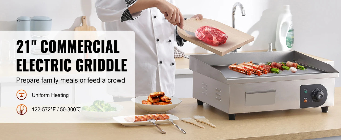 SucceBuy 21" Commercial Electric Teppanyaki Grill – Flat Top Griddle