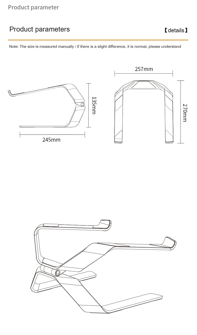 Adjustable Aluminum Alloy Laptop Stand — Foldable, Portable, Up to 17.3", Cooling Bracket