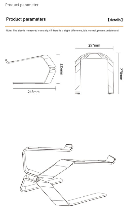 Adjustable Aluminum Alloy Laptop Stand — Foldable, Portable, Up to 17.3", Cooling Bracket