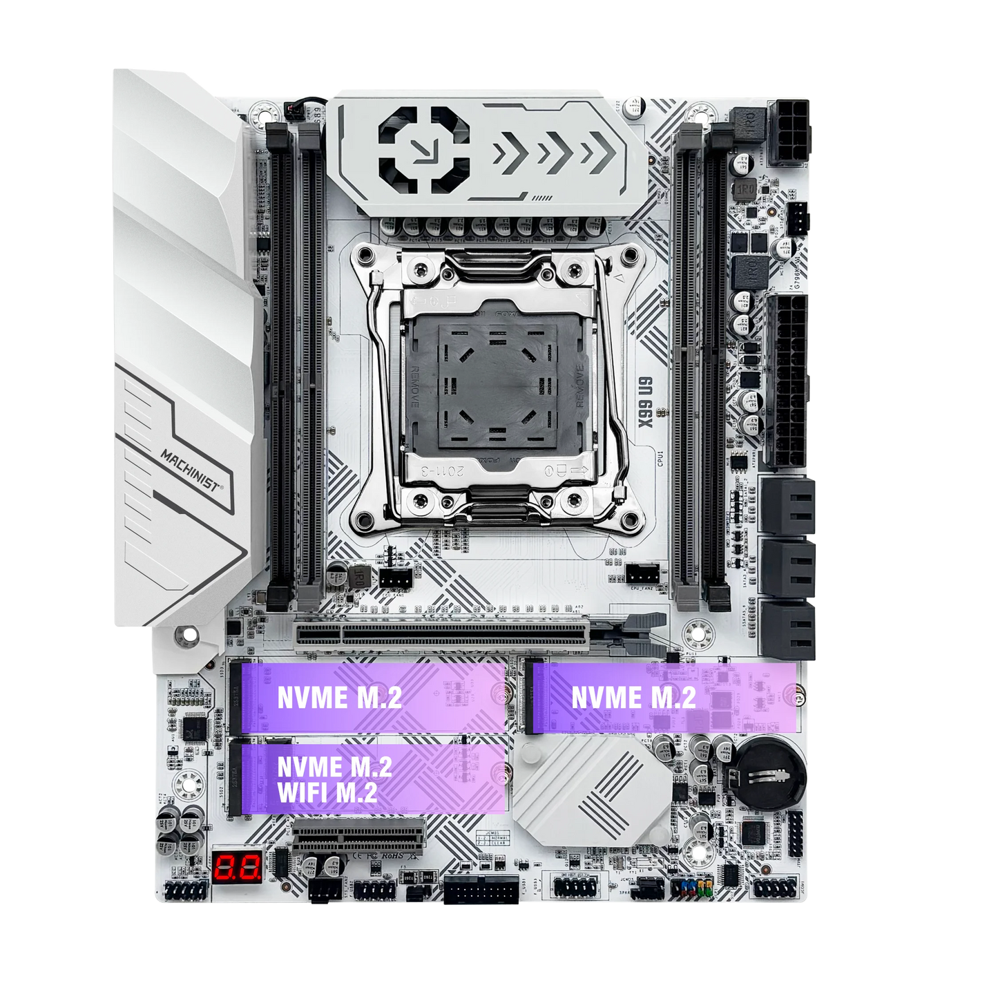 MACHINIST X99 U9 Motherboard – LGA2011-3, DDR4, 3x NVMe M.2, White Armor