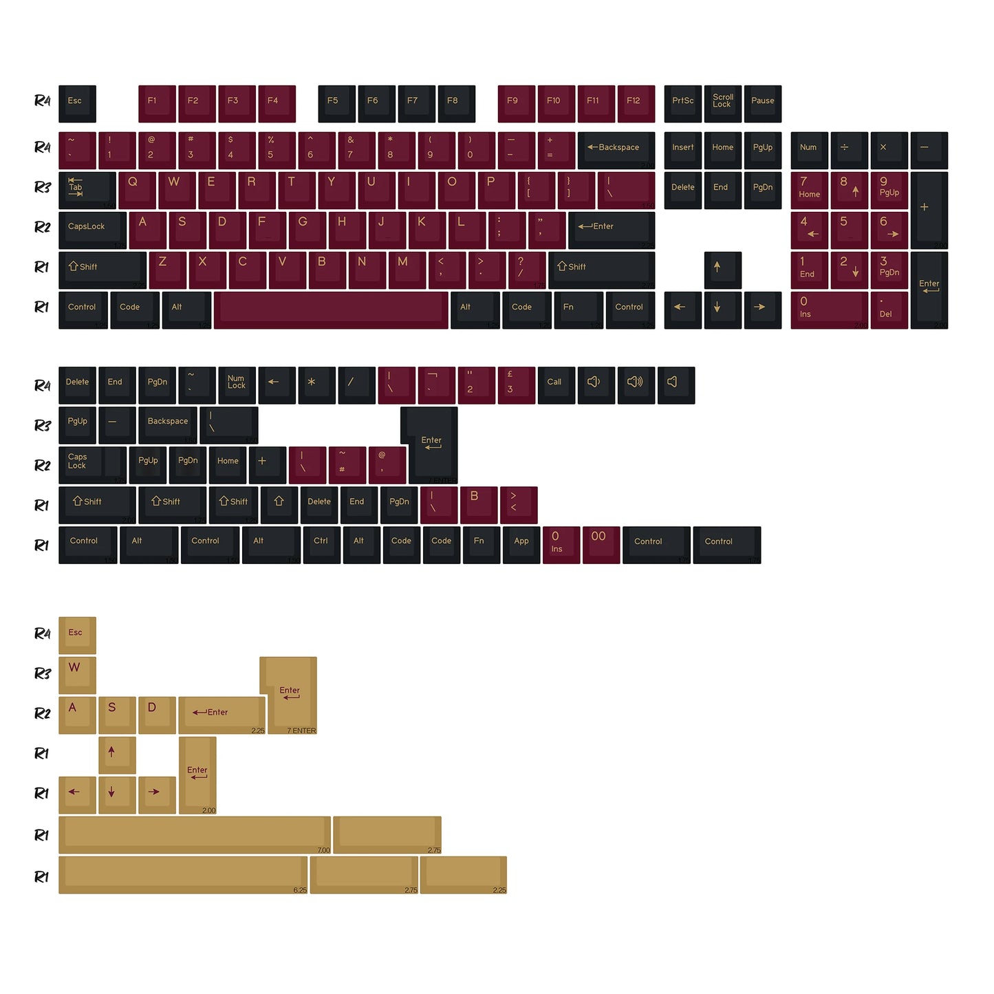 KBDiy Rome Set 174-Key Cherry Profile PBT Double Shot Keycaps – Jade Translucent for Mechanical Keyboards