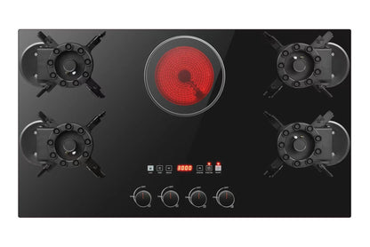 ALK 5-Burner Built-In Gas & Electric Cooktop – 36" Ceramic Glass, 220V