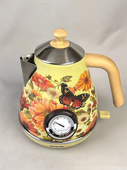 Dobleuno Retro Electric Kettle 1.7L – Thermometer, Auto Shut-Off, 304 Steel