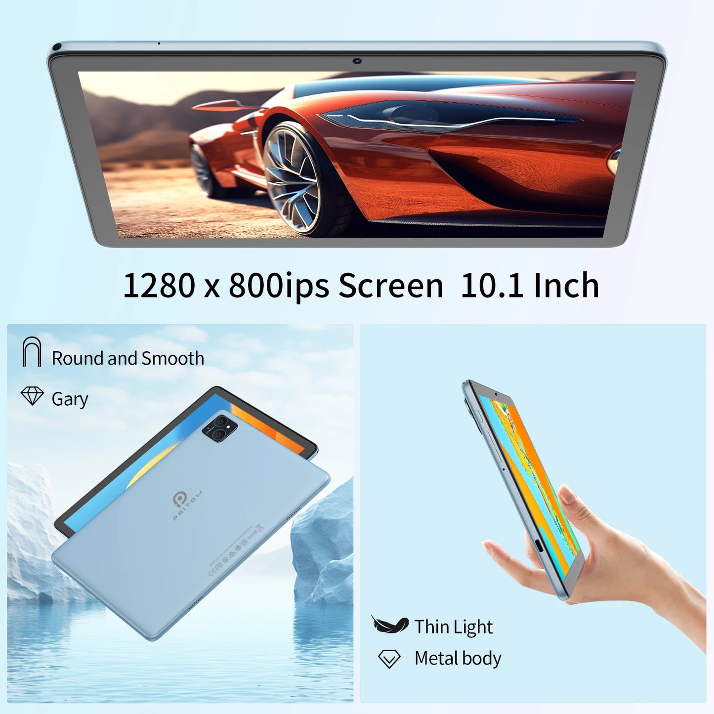 PRITOM TAB11 Tablet 10.1" – Android 15, 8GB+128GB, Octa Core, 5G WiFi, Keyboard+Mouse+Case