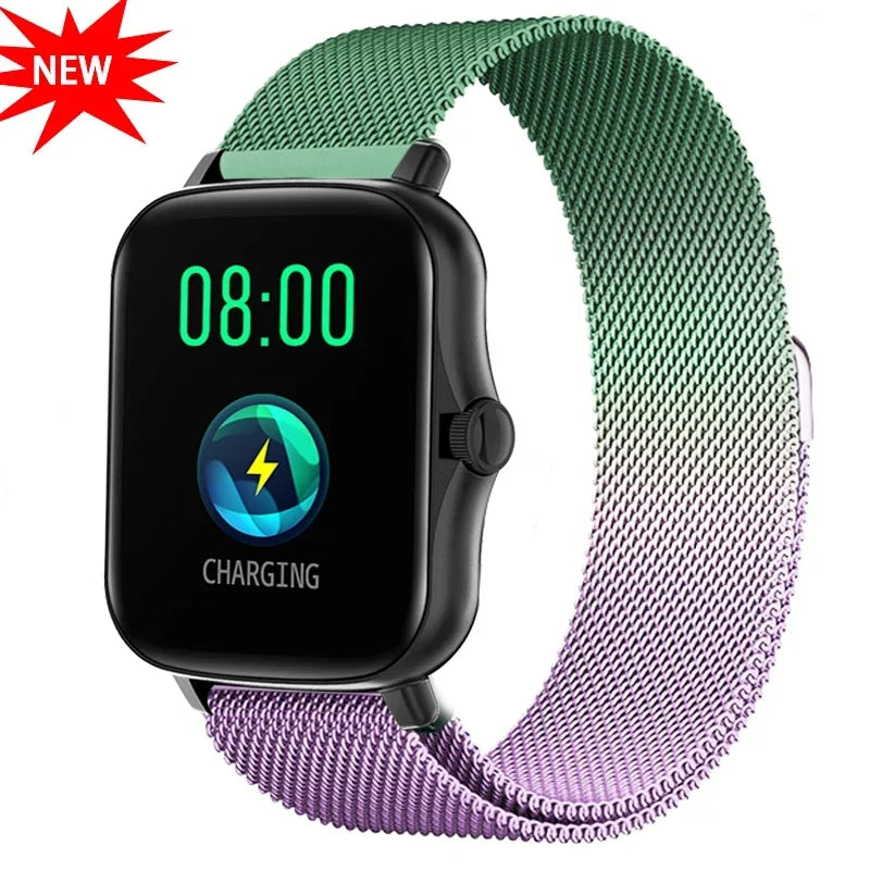 Metal magnetic watch strap for Amazfit GTS and GTR, 20mm and 22mm bracelet in stainless steel with adjustable magnetic clasp.