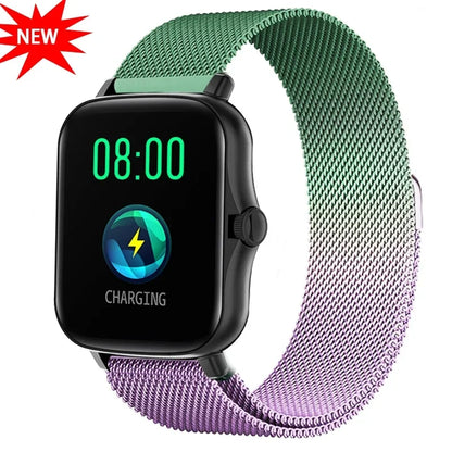 Metal magnetic watch strap for Amazfit GTS and GTR, 20mm and 22mm bracelet in stainless steel with adjustable magnetic clasp.