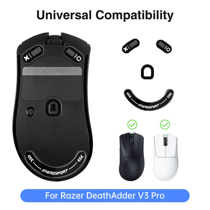 Glass Mouse Skates for Razer DeathAdder V3 Pro – Smooth Replacement Mouse Feet, Black & White