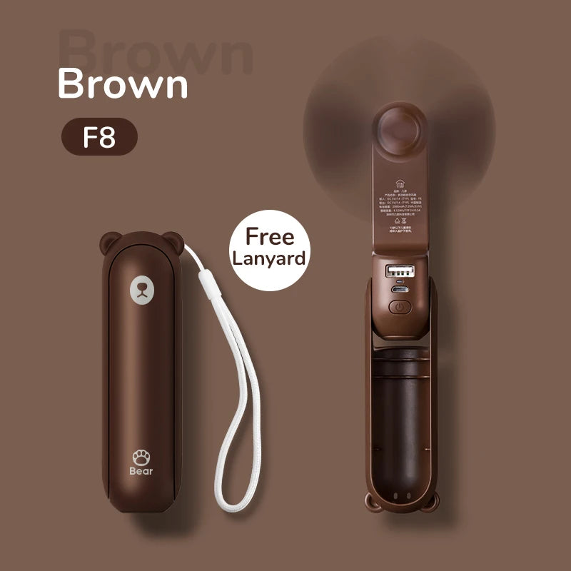 JISULIFE Portable Handheld Fan with Power Bank & Flashlight