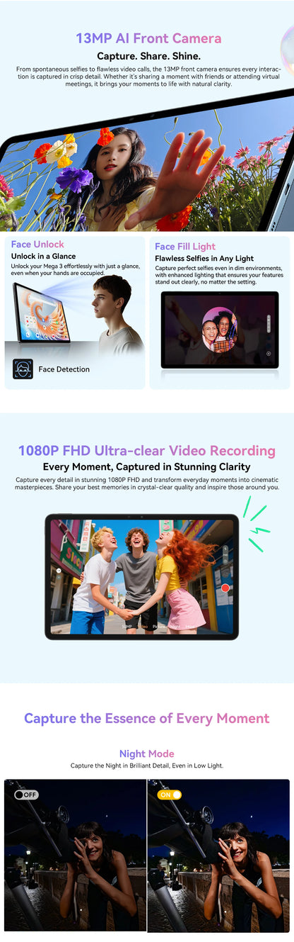 Blackview MEGA 3 Tablet – 12.1" 2.5K 90Hz, 8800mAh, 12GB RAM, 50MP Camera, Android 15