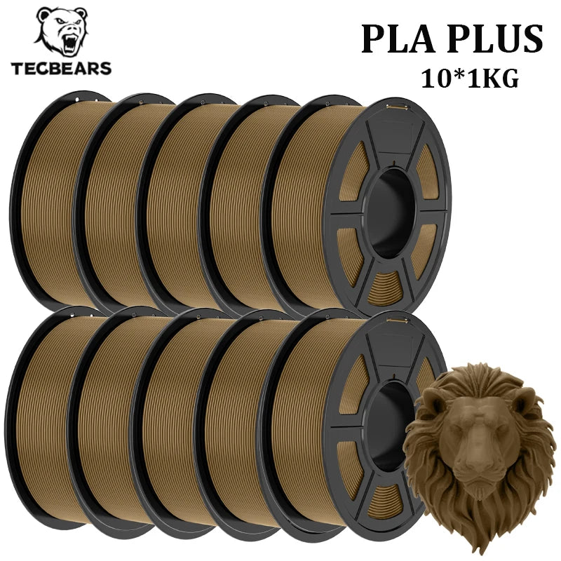 TECBEARS PLA+ Filament – 10KG Bundle, 1.75mm, Multi-Color, High Toughness, No Bubbles for FDM Printers