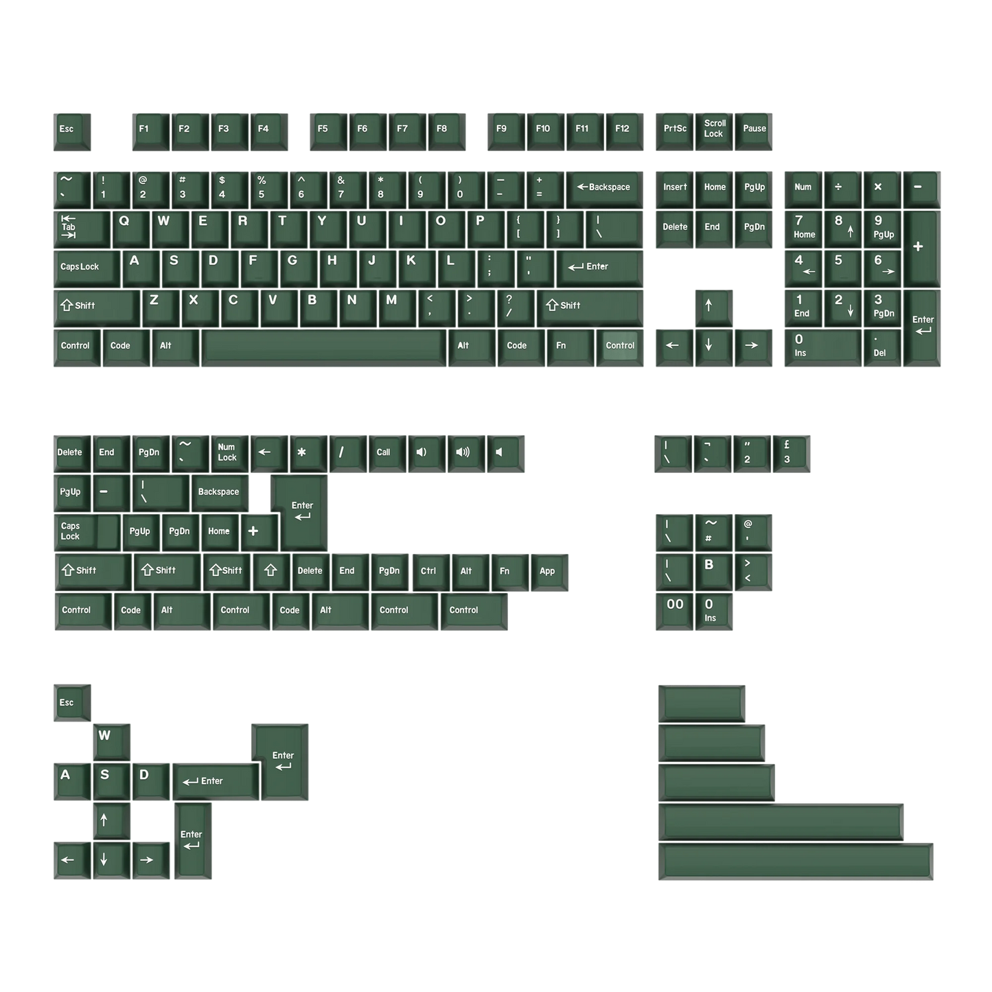 KBDiy Rome Set 174-Key Cherry Profile PBT Double Shot Keycaps – Jade Translucent for Mechanical Keyboards