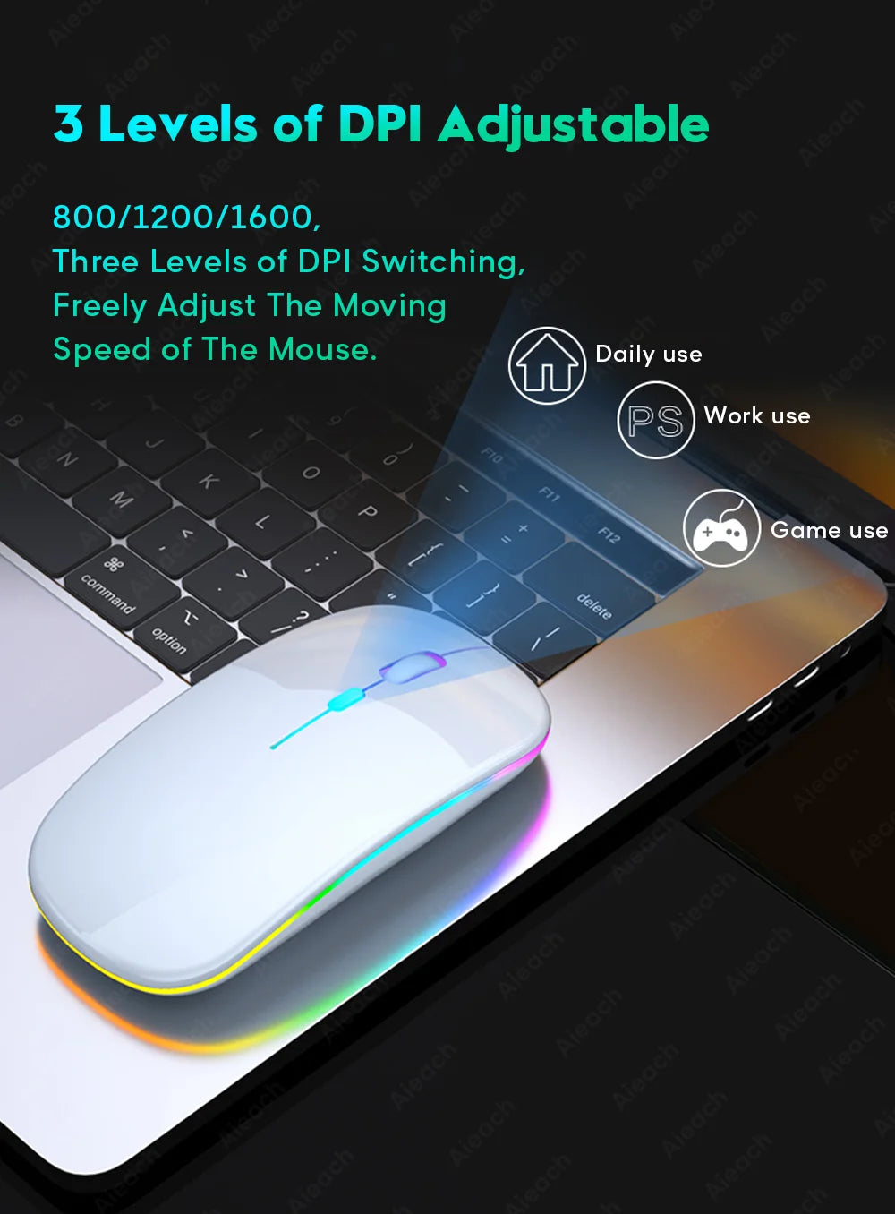 Wireless Bluetooth Keyboard with Rainbow Backlit – Tablet, iPad, Phone, Android, iOS, Windows