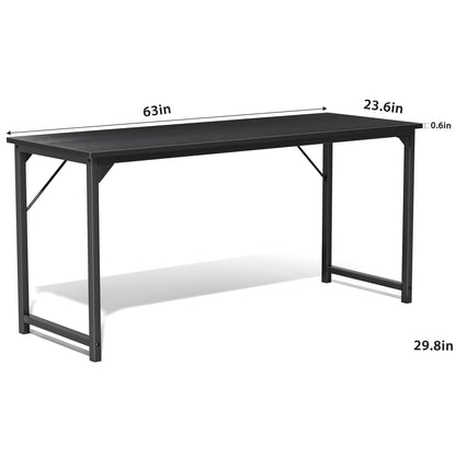 JHK Compact Office & Gaming Desk – Metal Frame Wood Tabletop, Easy Assembly