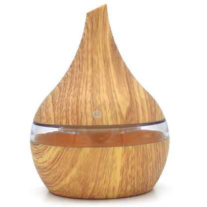 Portable Aroma Diffuser & Humidifier – 300ml, USB, 7-Color RGB Night Light | Light/Dark Wood, White