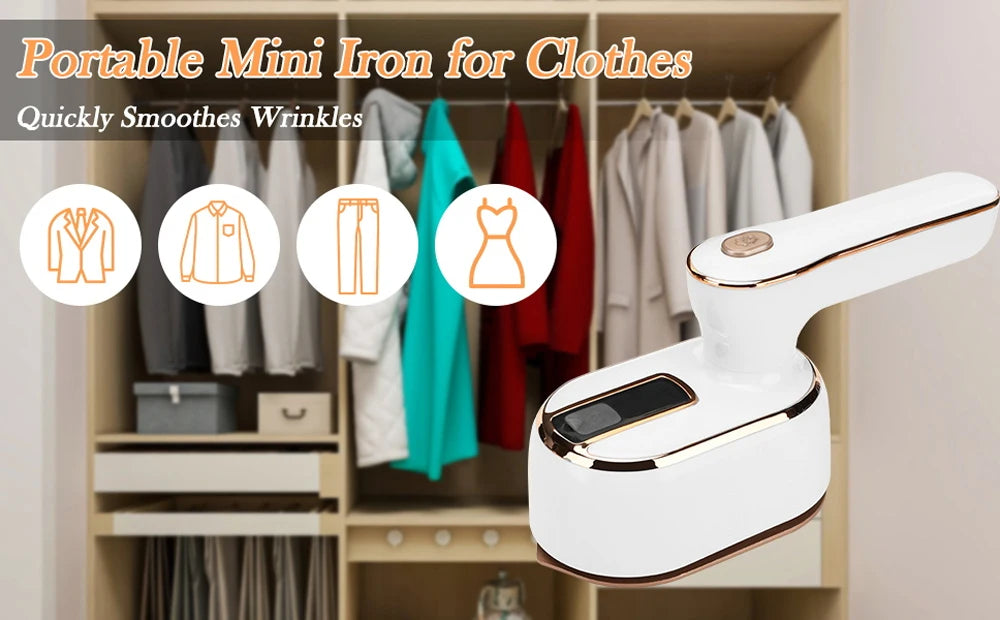 Mini Handheld Steam Iron – Foldable Travel Garment Steamer, Ceramic, Wet & Dry