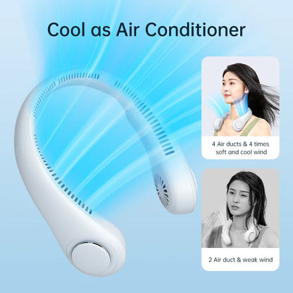 JISULIFE Portable Neck Fan – 4000mAh, 5 Speeds, Twistable Bladeless Hands-Free Neckband Fan
