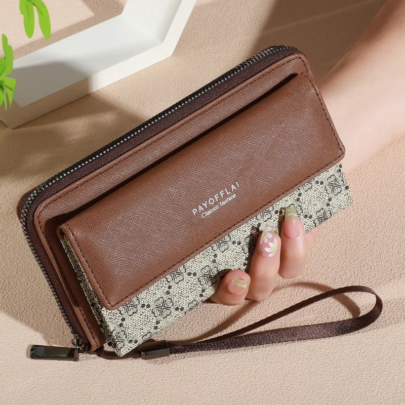 Men's PU Leather Wallet with Zipper - Multi-Slot Card Holder & Organizer