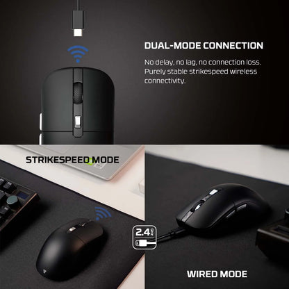 FANTECH Kanatas WG9S wireless gaming mouse with PIXART 3311 sensor, 12000 DPI, macro buttons, black design for gaming use