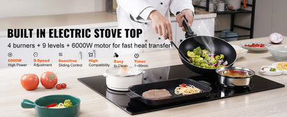 SucceBuy Built-in Induction Cooktop – 2/4/5 Burners, 12–30 inch Ceramic Glass
