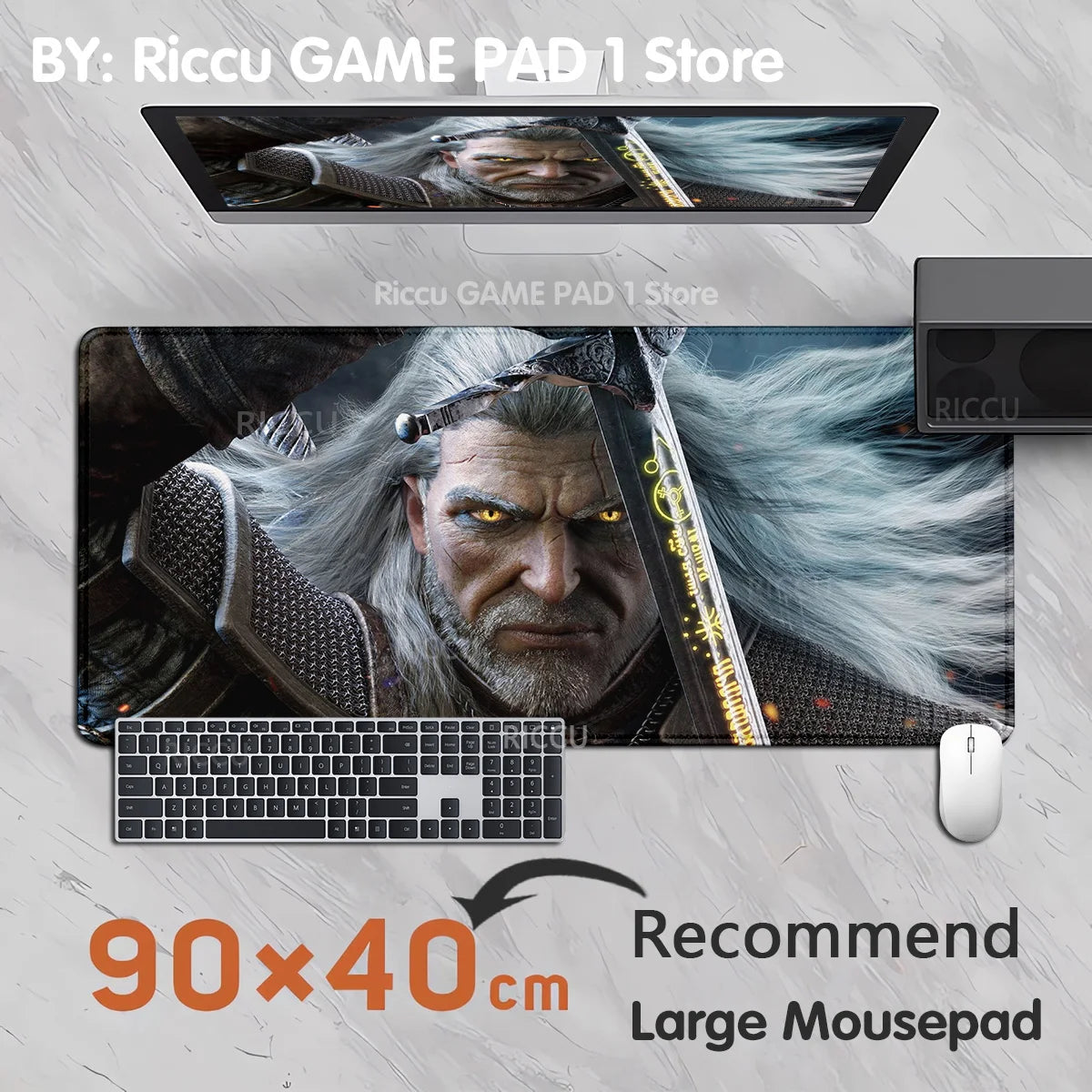 The Witcher 3 XXL Gaming Mouse Pad – Non-Slip, Lockedge, Thickened, Oversized Deskmat