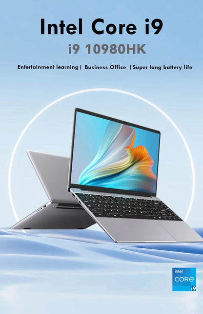 FUCHU 14.1" Slim Laptop – Intel Core i9-10980HK, 16GB DDR4, 256GB–2TB SSD, Windows 11, 1080p IPS