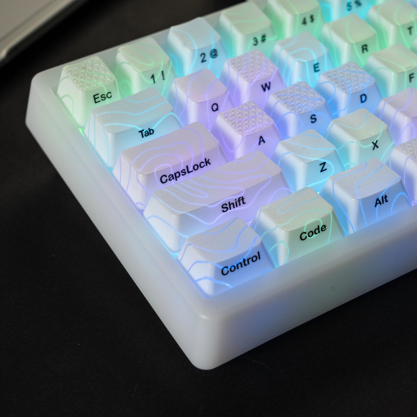 XVX Topographic Keycaps 118 Keys – OEM Profile, Shine-Through, IMD-Tech, Side Print