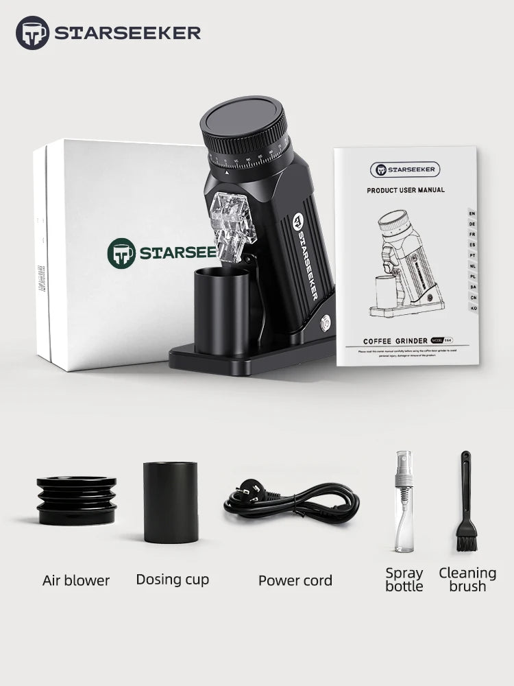 STARSEEKER E64 Espresso Grinder – 64mm Titanium Flat Burr, Stepless
