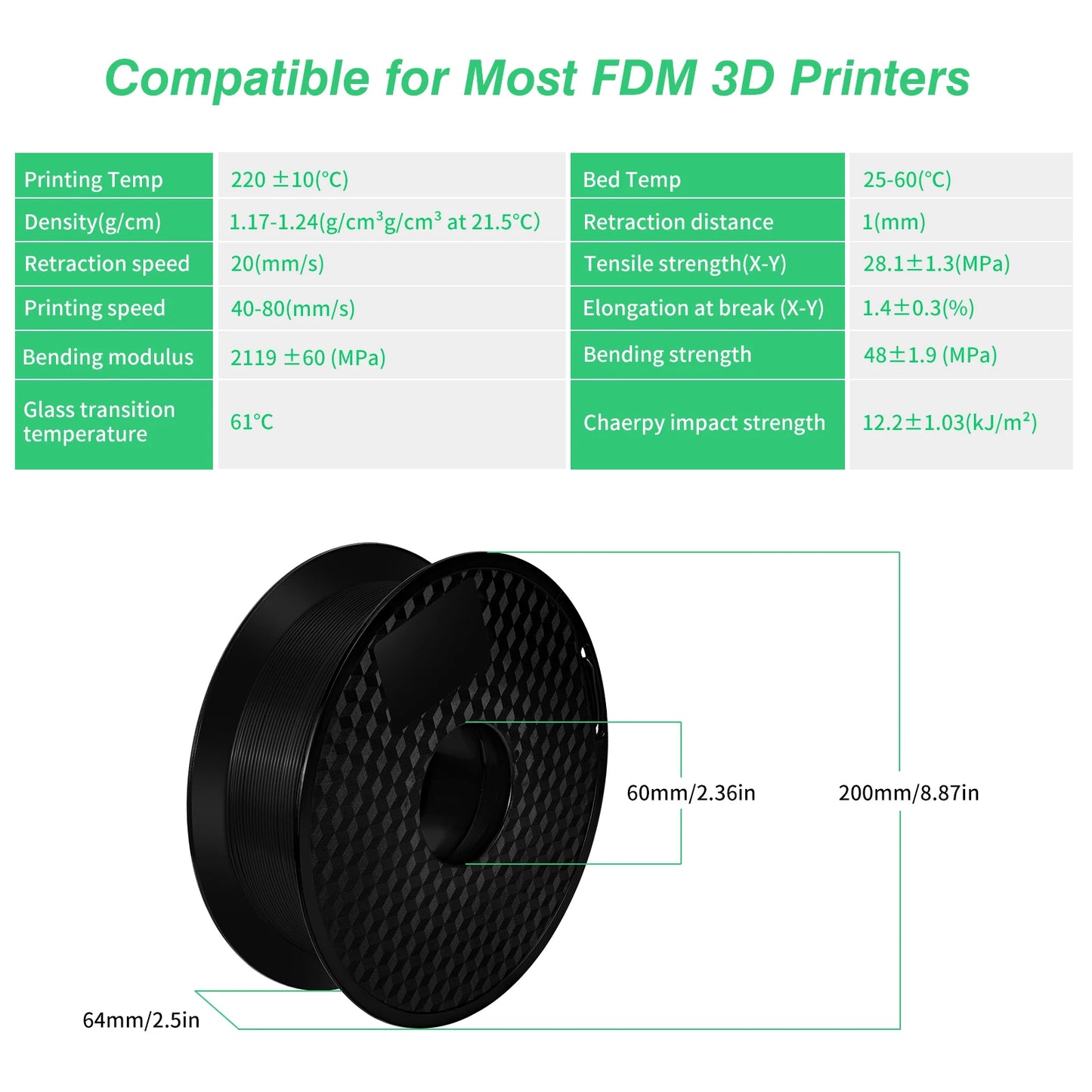 KINGROON 3D Printer Filament – 10KG Bulk, 1.75mm PLA / ABS / PETG, 10 Rolls, Black / White / Gray