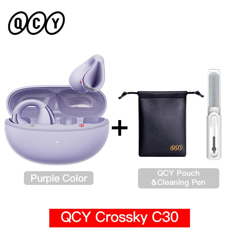 QCY Crossky C30 Ear Clip Bluetooth 5.4 Earphones – Open Ear Sports TWS, Dual-Connection