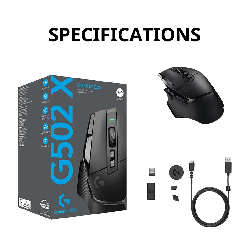 Logitech G502 X Advanced Gaming Mouse – HERO Engine, 25600 DPI, 13 Buttons, Wired