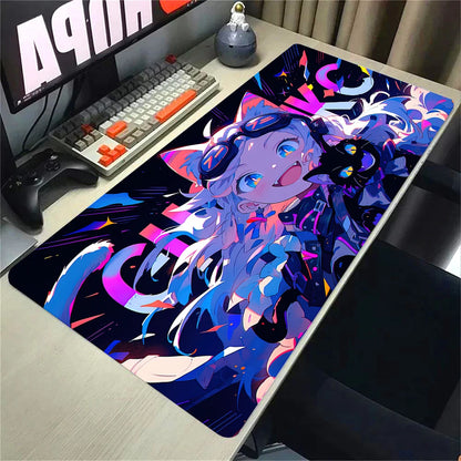 Kawaii Girls & Cat Graffiti Deskmat 900x400 – Anime Gaming Mouse Pad, Waterproof, Non-Slip