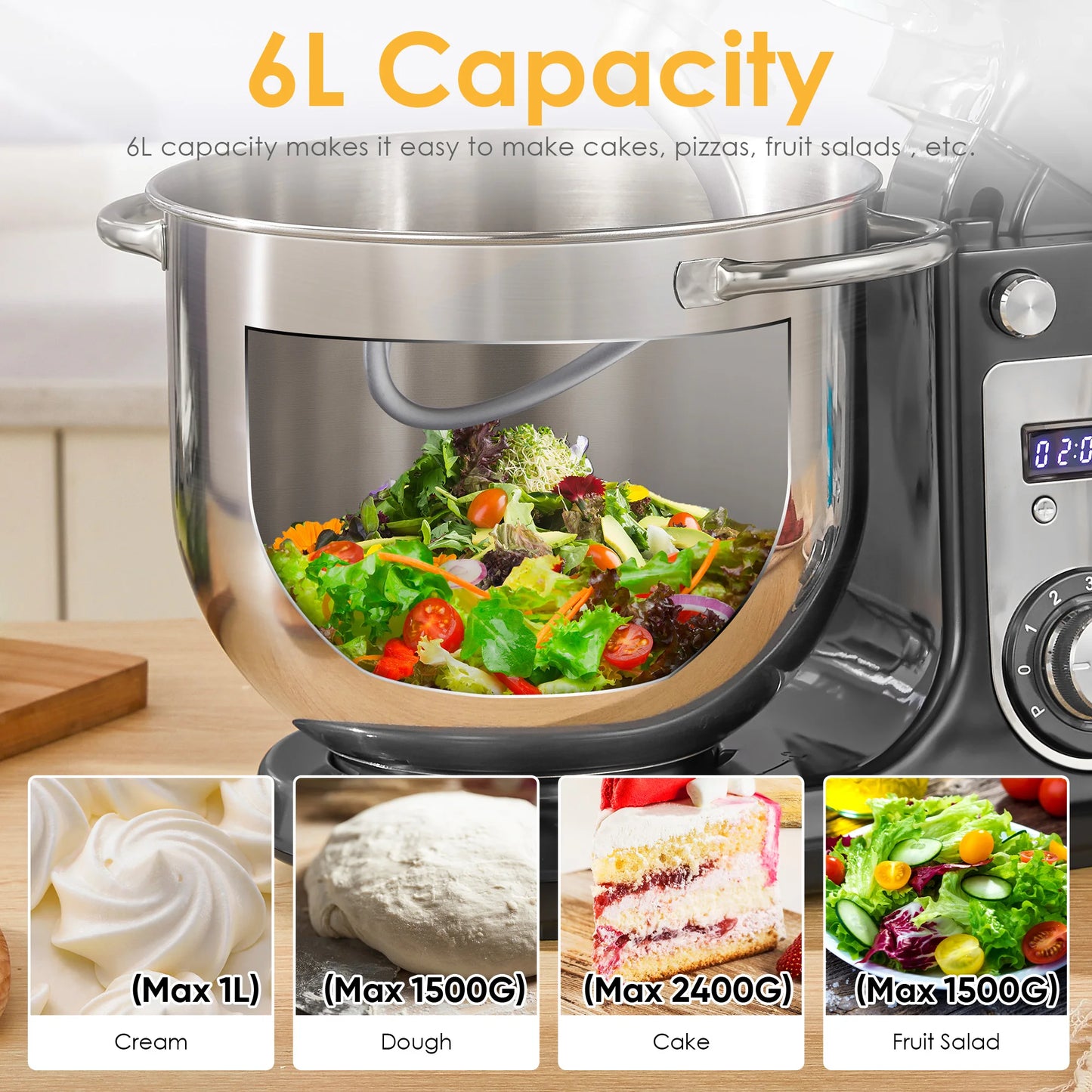 BioloMix Stand Mixer SM-1500 | 1500W | 7L Bowl | 8-Speed | EU 220V