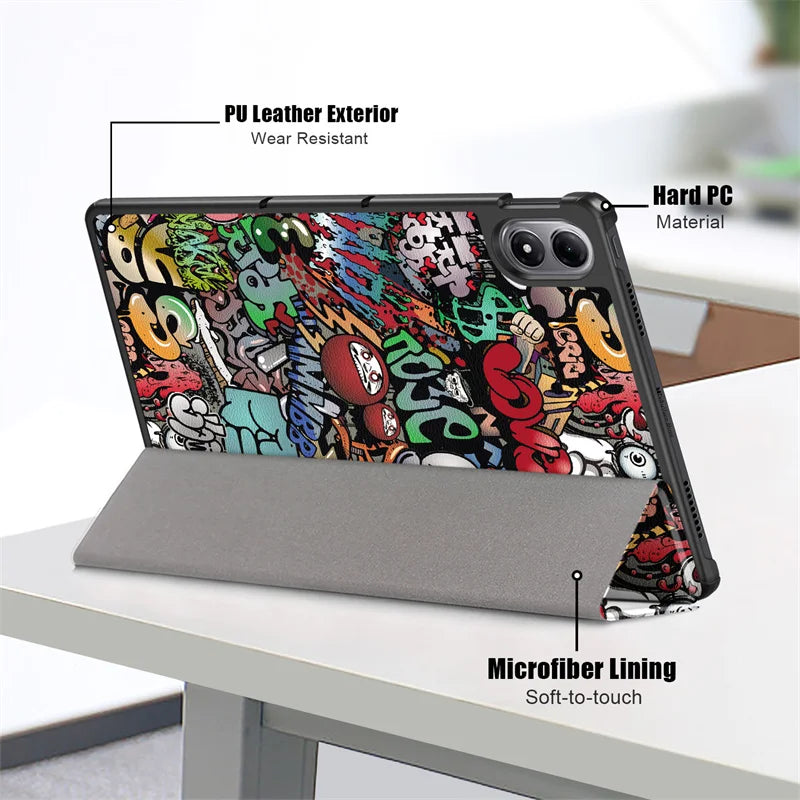 Fashion Print Magnetic Smart Stand PU Leather Case for Xiaomi Poco Pad M1 12.1" 2025