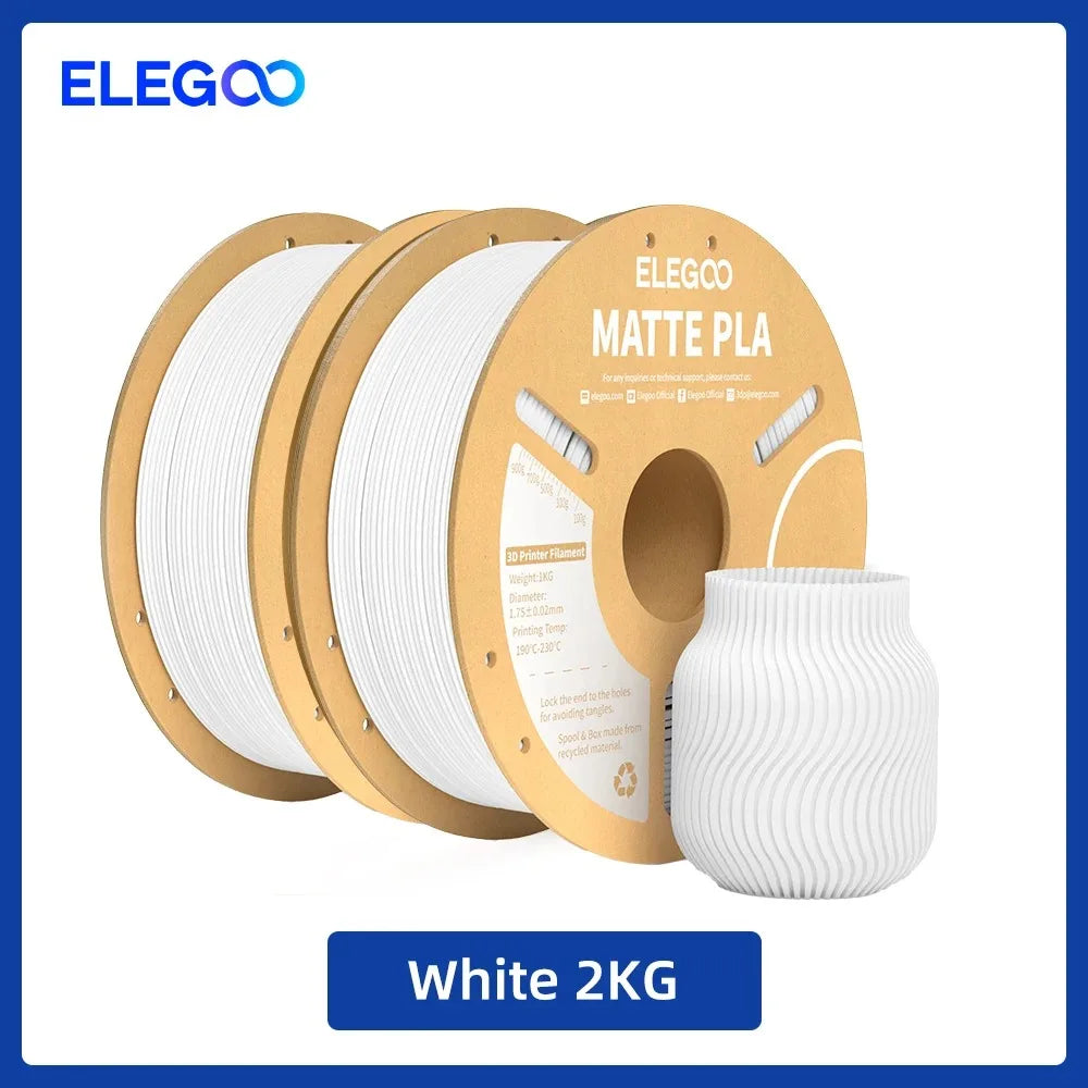 ELEGOO Matte PLA Filament 1.75mm 1KG – +/-0.02mm Accuracy, Cardboard Spool