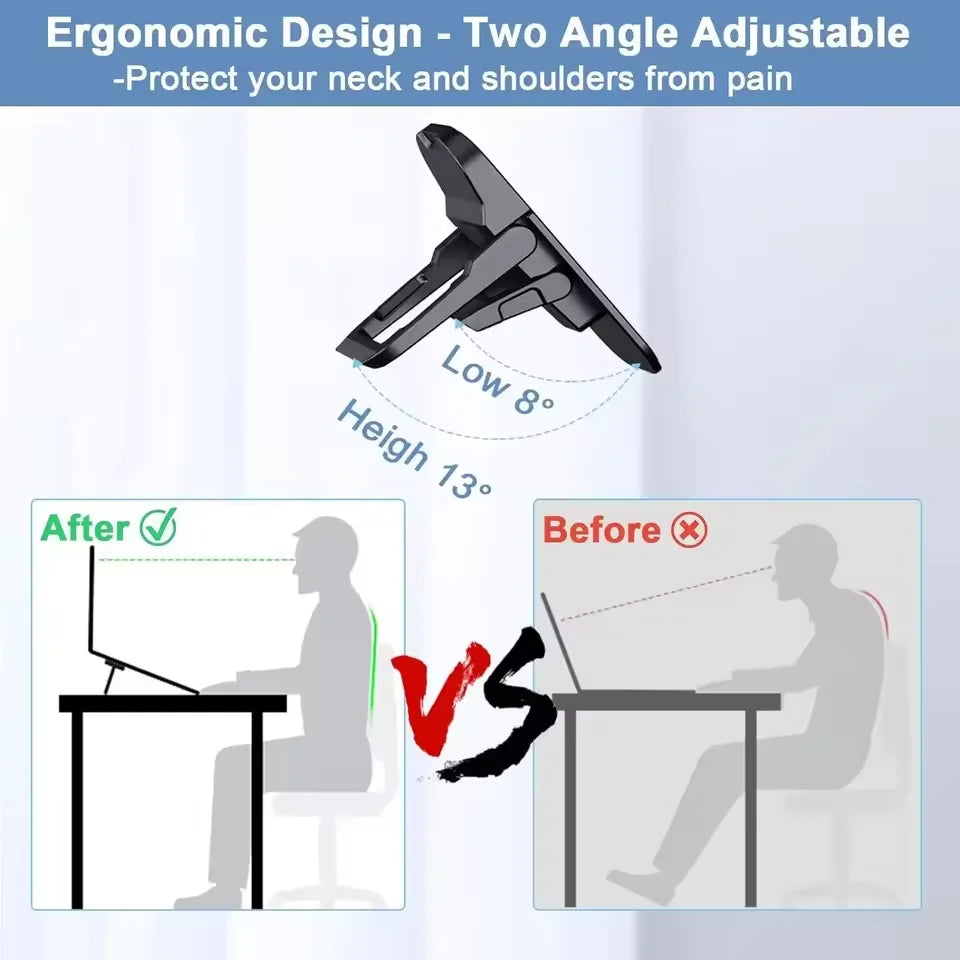 Portable Zinc Alloy Laptop Stand – Foldable, 2 Adjustable Angles, for MacBook & Notebooks