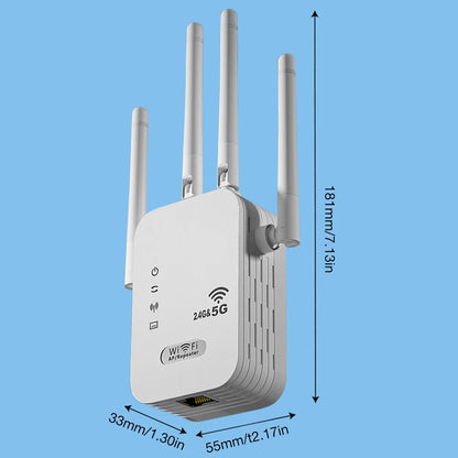 APWIKOGER AC1200 Dual-Band WiFi Repeater & Extender | 2.4G+5G | Gigabit | WPS | EU Plug