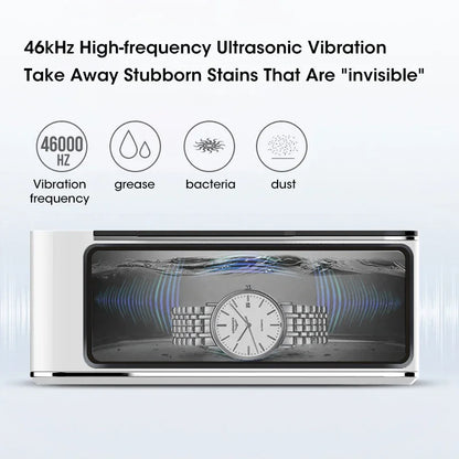 R.E.D. Shopping 500ML ultrasonic cleaning machine for jewelry, glasses, and watches, with a digital display and stainless steel tank.